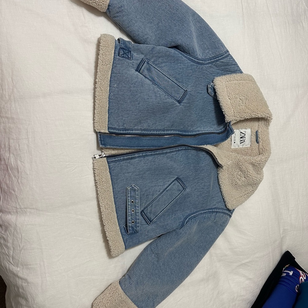 Zara Denim Sherpa Jacket